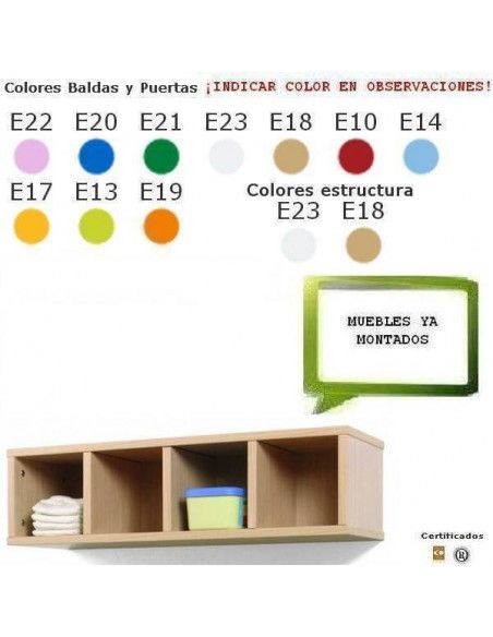 mueble casillero para guarderías MOBEDUC de 4 casillas en haya