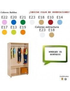 perchero abierto para guarderías MOBEDUC con barra de madera