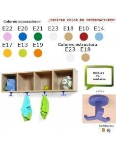 mueble perchero de pared para colegios MOBEDUC 4 casillas