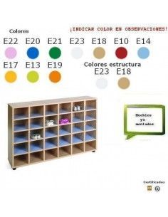 mueble zapatero escolar MOBEDUC con 30 casillas en haya