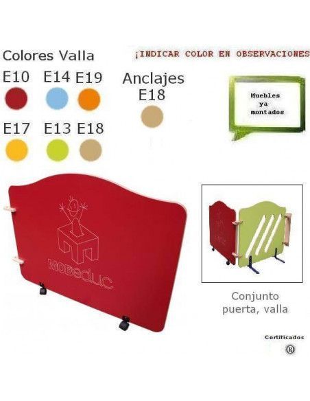 puerta valla para guarderías MOBEDUC en acabado haya