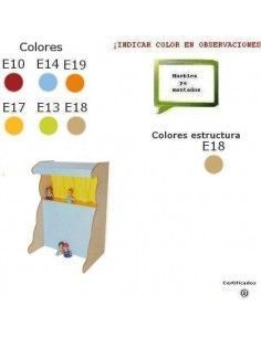 mueble teatro con marionetas para colegios MOBEDUC acabado haya