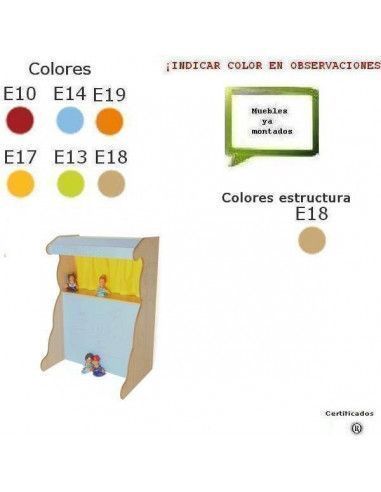 mueble teatro con marionetas para colegios MOBEDUC acabado haya