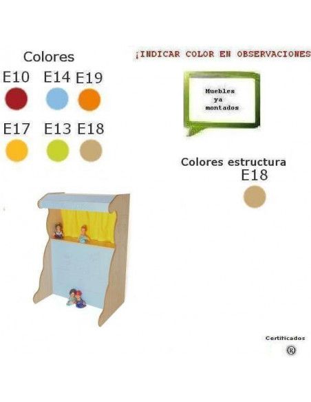 mueble teatro con marionetas para colegios MOBEDUC acabado haya