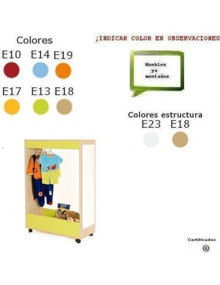 mueble de disfraces para centros escolares MOBEDUC abierto en haya