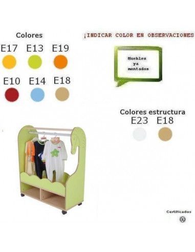 mueble de disfraces infantil en forma de caballito MOBEDUC con casillas