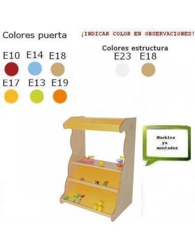 supermercado infantil MOBEDUC con baldas y techo para colegios