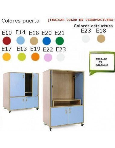 mueble para televisión escolar MOBEDUC con puertas y ruedas
