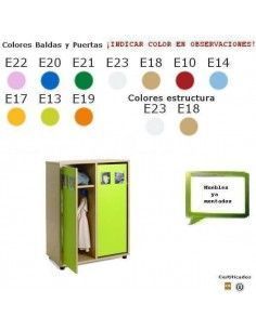 mueble taquilla para colegios MOBEDUC con 3 puertas acabado en haya