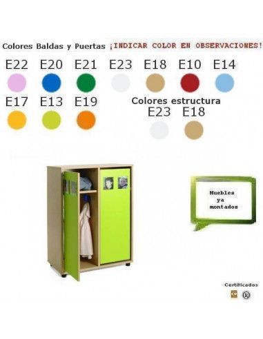 mueble taquilla para colegios MOBEDUC con 3 puertas acabado en haya