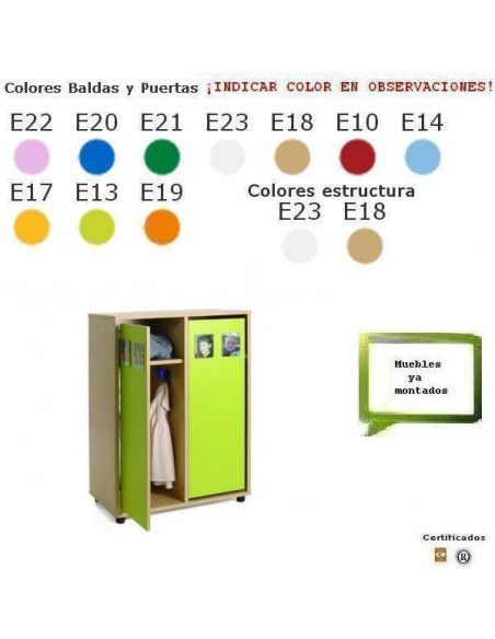 mueble taquilla para colegios MOBEDUC con 3 puertas acabado en haya