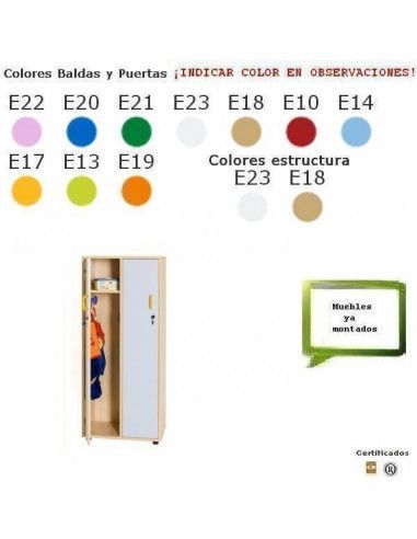 mueble taquillero de madera MOBEDUC con puertas para colegios