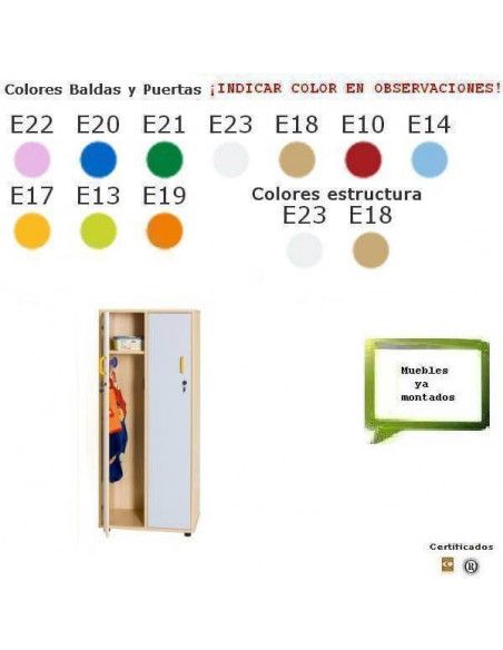 mueble taquillero de madera MOBEDUC con puertas para colegios