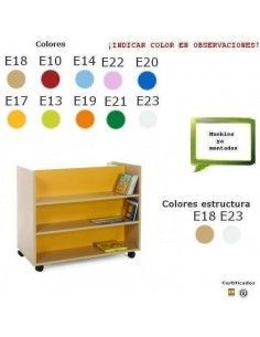 librería doble MOBEDUC en madera de haya para bibliotecas escolares
