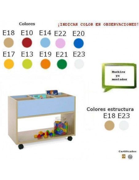 carro librería MOBEDUC en madera de haya para bibliotecas infantiles