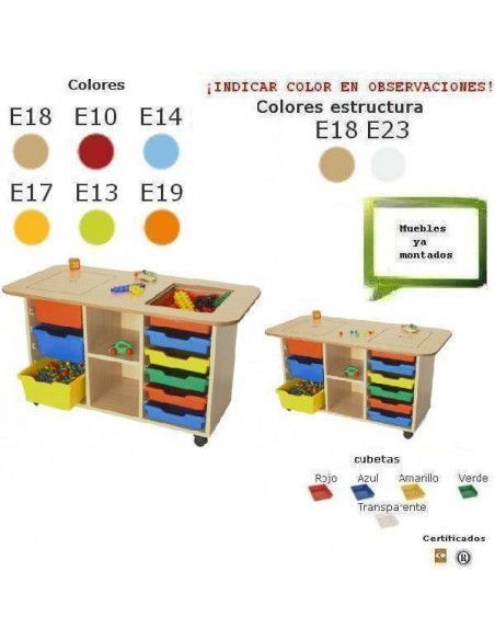 mesa multiactividades MOBEDUC para guarderías en haya 120x65x60 cm
