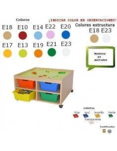 mesa de juegos MOBEDUC con cubetas para colegios infantiles