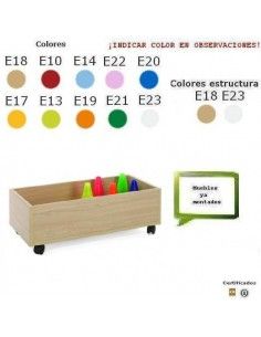 mueble de almacenamiento para colegios MOBEDUC con ruedas en haya