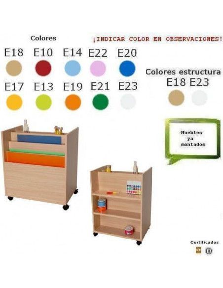 carro cartulinero MOBEDUC con separadores para colegios en haya