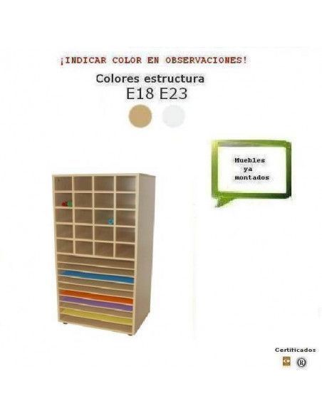 mueble cartulinero con casillas MOBEDUC para colegios en haya