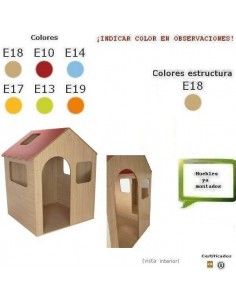 casita de juegos MOBEDUC de madera con puerta y ventanas para colegios