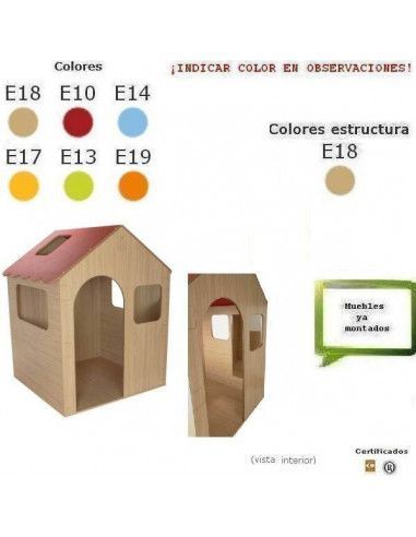 casita de juegos MOBEDUC de madera con puerta y ventanas para colegios