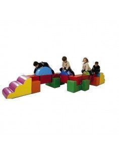 Juegos para colegios acolchados psicomotricidad 150×425×50 cm Sumo Didactic – detalle materiales