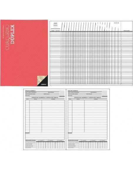 CUADERNO DUPLEX PARA PLANIFICACION, ORGANIZACION Y EVALUACION DE LOS ALUMNOS A4