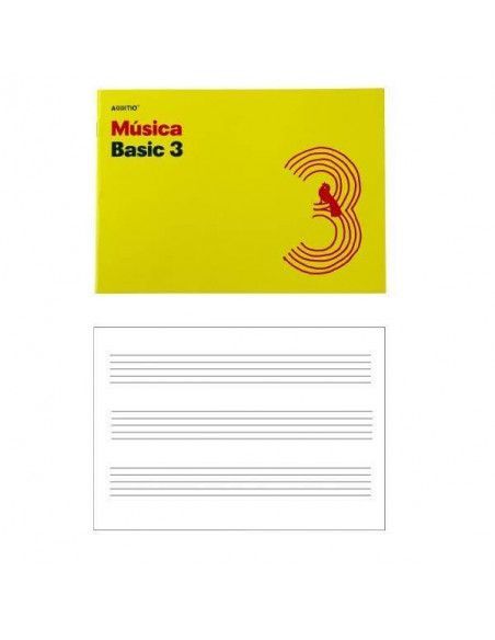CUADERNO DE MUSICA CON TRES PENTAGRAMAS PARA NIÑOS 24 X 17 MM.