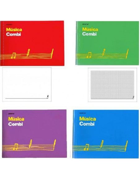 CUADERNO DE MUSICA COMBI ADDITIO 24 X 17 CM PENTAGRAMA DE 20 MM
