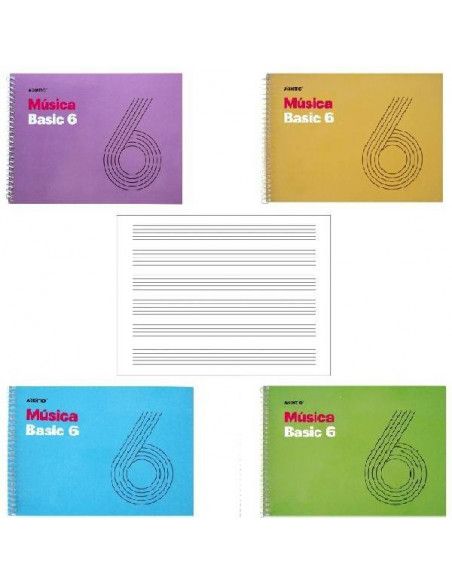 CUADERNOS DE MUSICA CON ESPIRAL BASIC 6 ADDITIO  21.5 X 15.5 CM PENTAGRAMA 9MM