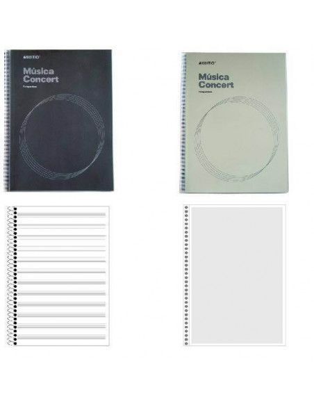 CUADERNO DE MUSICA CON FUNDAS TRANSPARENTES  CONCERT ADDITIO 22,5 X 31 CM