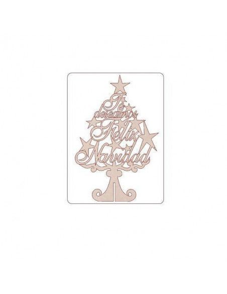 Silueta de árbol Feliz Navidad Dayka en madera de chopo