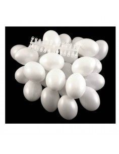 Bolsa de 24 huevos blancos de plástico 60 mm con colgador