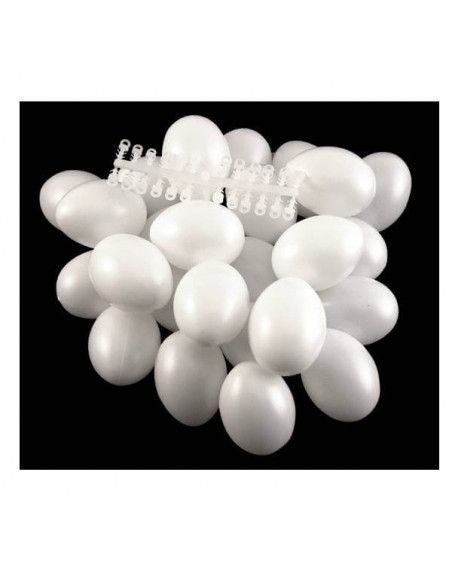 Bolsa de 24 huevos blancos de plástico 60 mm con colgador