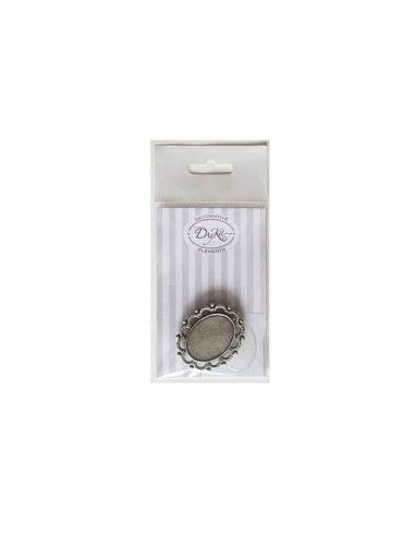 Broche oval modelo Diana plateado Dayka para camafeos