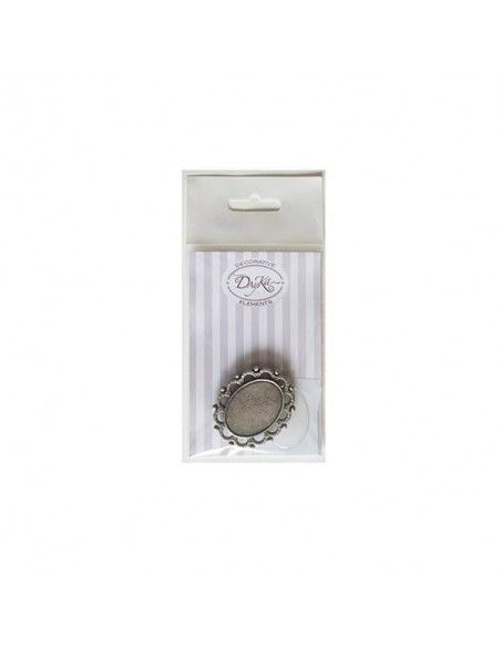 Broche oval modelo Diana plateado Dayka para camafeos