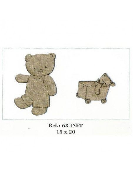 Figura de madera oso con carro Dayka para manualidades