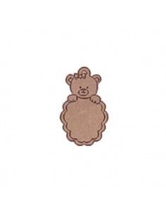 Figura de madera osito con cartel vertical con ondas para colgar Dayka