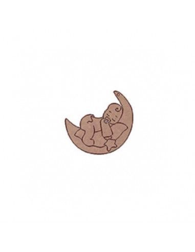Figura de madera bebé niño en luna 10 cm Dayka para decorar