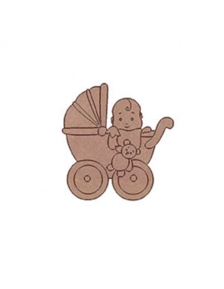 Figura madera bebé en carrito Dayka manualidades