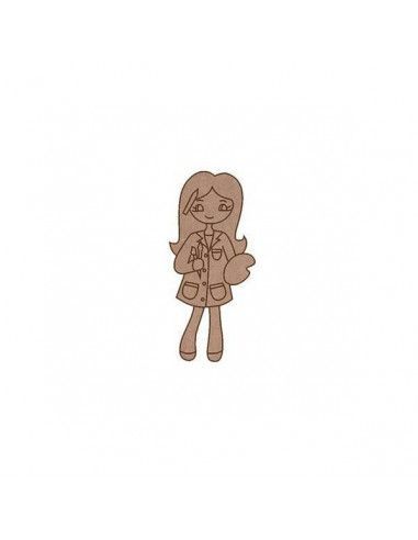 Muñeca de madera modelo Pintora Dayka para decorar manualidades