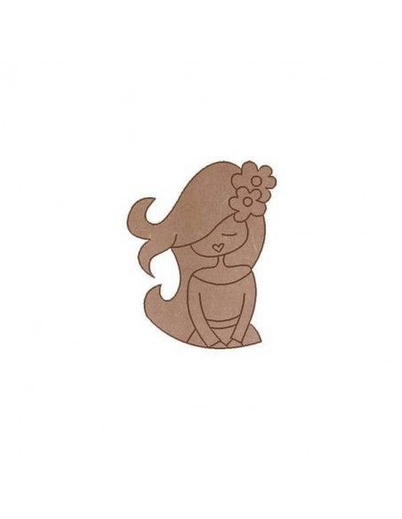 Silueta mujer con flores en el pelo Dayka de madera DM