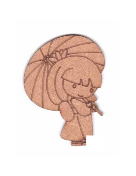 Silueta Dolly japonesa Dayka de madera para decorar