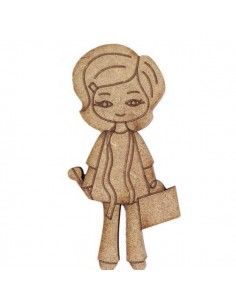 Dolly con maletín Dayka silueta de madera para decorar