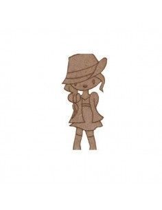 Silueta de madera Dolly con sombrero Dayka para decorar