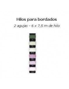 HILOS PARA SCRAPBOOKING KIT DE 6 HILOS MAS 2 AGUJAS VERDES Y LILAS