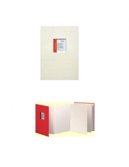ALBUM PARA DECORAR EN FORMA DE ACORDEON CON CUBIERTA DE TELA MARFIL 15 X 21 CM