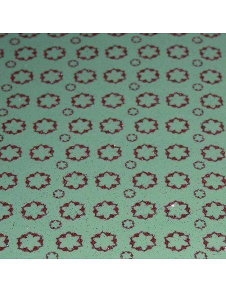 LAMINA DE GOMA EVA ESTAMPADA CON PURPURINA 40X60 CM. FLORES AZUL Y ROJA