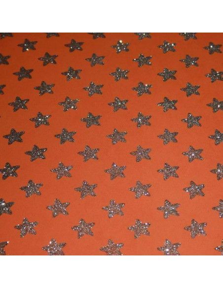 LAMINA DE GOMA EVA ESTAMPADA CON PURPURINA 40X60 ESTRELLAS NARANJA
